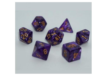 Набір кубиків Pearl 7 Dice Set - Dark Purple (w-gold) (7 шт.)